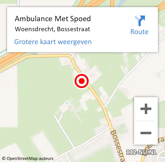 Locatie op kaart van de 112 melding: Ambulance Met Spoed Naar Woensdrecht, Bossestraat op 4 mei 2017 13:19