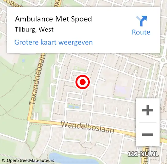 Locatie op kaart van de 112 melding: Ambulance Met Spoed Naar Tilburg, West op 4 mei 2017 13:41