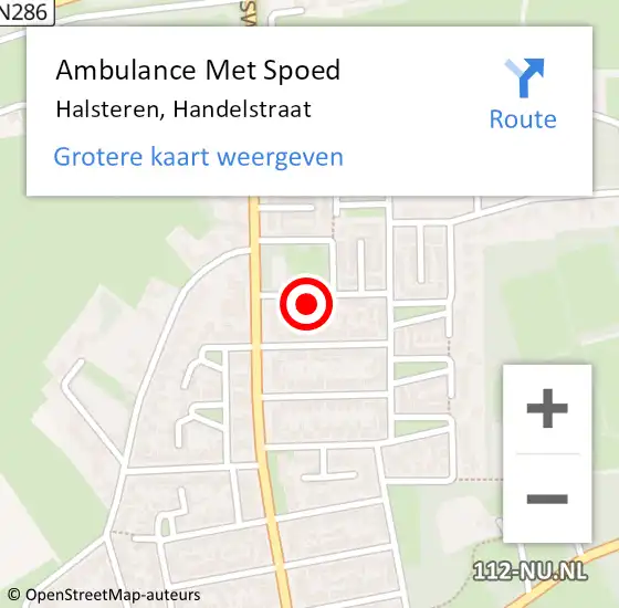 Locatie op kaart van de 112 melding: Ambulance Met Spoed Naar Halsteren, Handelstraat op 4 mei 2017 13:46