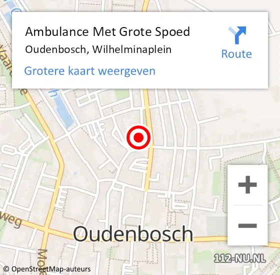 Locatie op kaart van de 112 melding: Ambulance Met Grote Spoed Naar Oudenbosch, Wilhelminaplein op 4 mei 2017 14:20