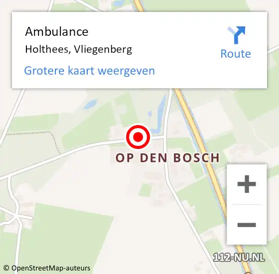 Locatie op kaart van de 112 melding: Ambulance Holthees, Vliegenberg op 4 mei 2017 14:22