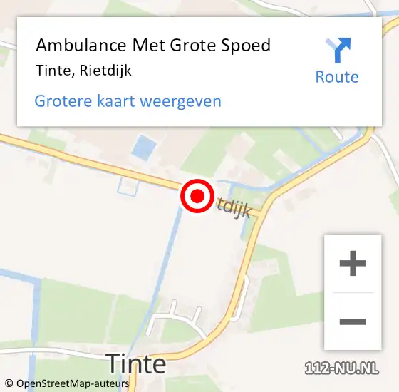 Locatie op kaart van de 112 melding: Ambulance Met Grote Spoed Naar Tinte, Rietdijk op 19 januari 2014 11:41