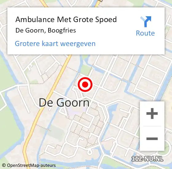 Locatie op kaart van de 112 melding: Ambulance Met Grote Spoed Naar De Goorn, Boogfries op 4 mei 2017 14:46