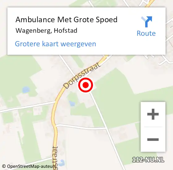 Locatie op kaart van de 112 melding: Ambulance Met Grote Spoed Naar Wagenberg, Hofstad op 4 mei 2017 15:12