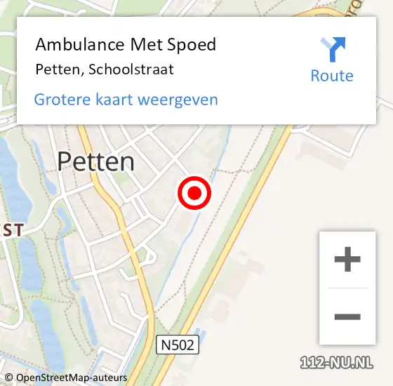 Locatie op kaart van de 112 melding: Ambulance Met Spoed Naar Petten, Schoolstraat op 4 mei 2017 16:29