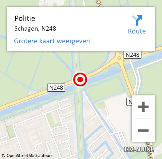 Locatie op kaart van de 112 melding: Politie Schagen, N248 op 4 mei 2017 16:34