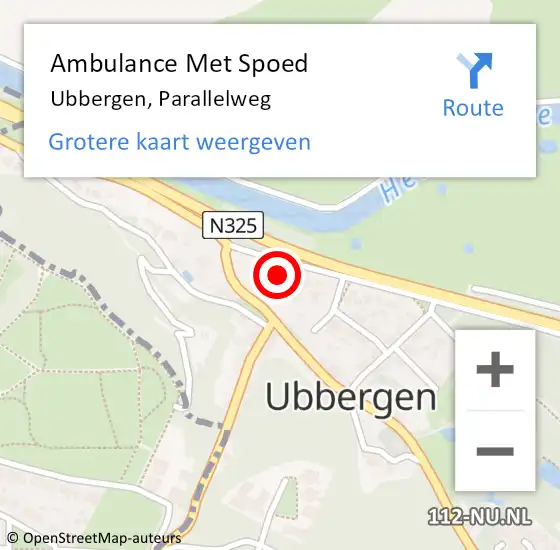 Locatie op kaart van de 112 melding: Ambulance Met Spoed Naar Ubbergen, Parallelweg op 4 mei 2017 17:13