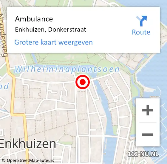 Locatie op kaart van de 112 melding: Ambulance Enkhuizen, Donkerstraat op 4 mei 2017 17:16