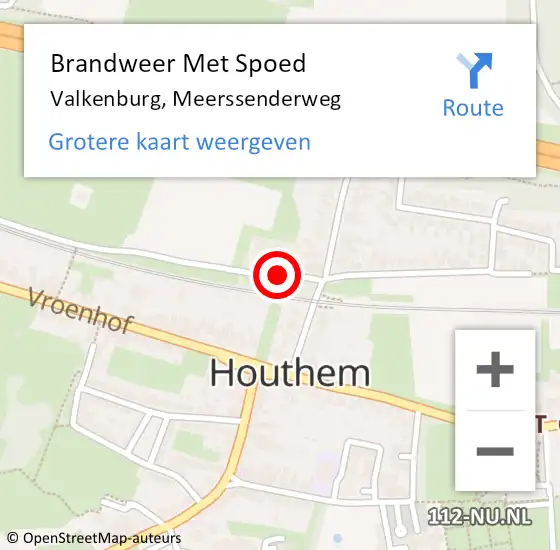 Locatie op kaart van de 112 melding: Brandweer Met Spoed Naar Valkenburg, Meerssenderweg op 4 mei 2017 17:32