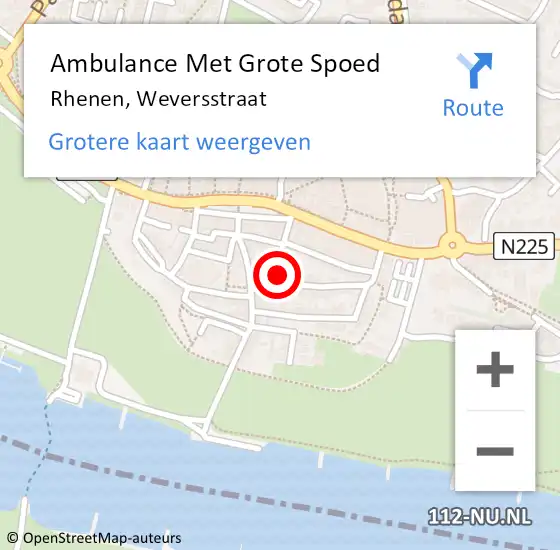 Locatie op kaart van de 112 melding: Ambulance Met Grote Spoed Naar Rhenen, Weversstraat op 4 mei 2017 17:51