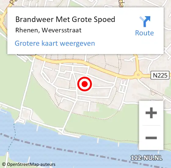 Locatie op kaart van de 112 melding: Brandweer Met Grote Spoed Naar Rhenen, Weversstraat op 4 mei 2017 17:57