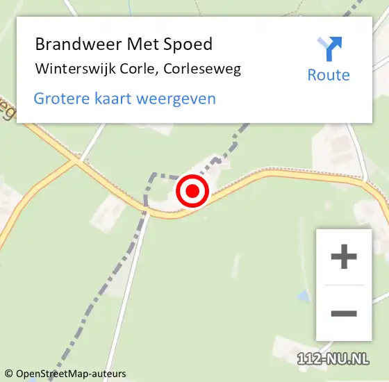 Locatie op kaart van de 112 melding: Brandweer Met Spoed Naar Winterswijk Corle, Corleseweg op 4 mei 2017 17:59