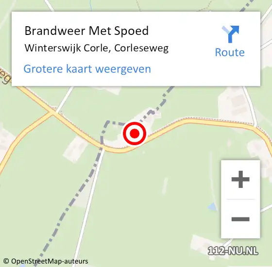 Locatie op kaart van de 112 melding: Brandweer Met Spoed Naar Winterswijk Corle, Corleseweg op 4 mei 2017 18:04