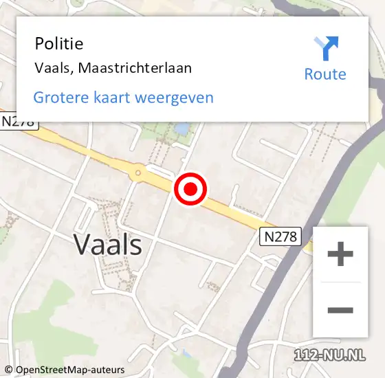 Locatie op kaart van de 112 melding: Politie Vaals, Maastrichterlaan op 4 mei 2017 18:09