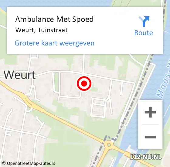 Locatie op kaart van de 112 melding: Ambulance Met Spoed Naar Weurt, Tuinstraat op 4 mei 2017 18:29