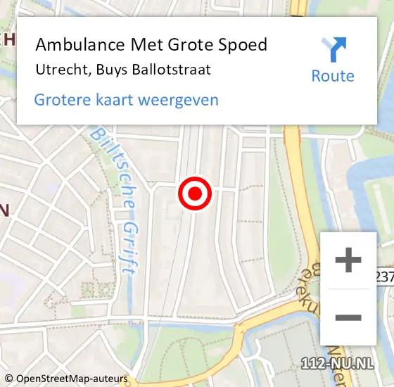 Locatie op kaart van de 112 melding: Ambulance Met Grote Spoed Naar Utrecht, Buys Ballotstraat op 4 mei 2017 18:30