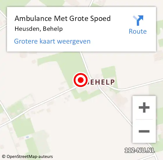 Locatie op kaart van de 112 melding: Ambulance Met Grote Spoed Naar Heusden, Behelp op 4 mei 2017 19:06