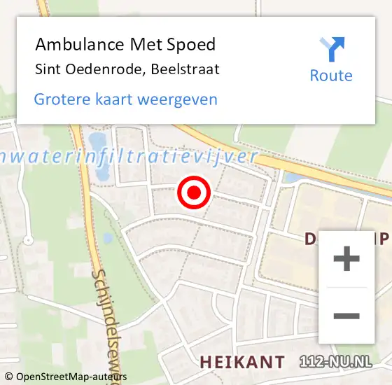 Locatie op kaart van de 112 melding: Ambulance Met Spoed Naar Sint Oedenrode, Beelstraat op 4 mei 2017 19:20