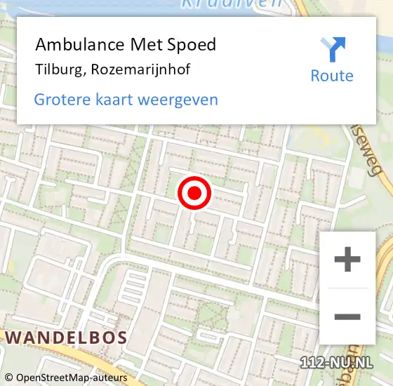 Locatie op kaart van de 112 melding: Ambulance Met Spoed Naar Tilburg, Rozemarijnhof op 4 mei 2017 20:22