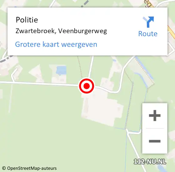Locatie op kaart van de 112 melding: Politie Zwartebroek, Veenburgerweg op 4 mei 2017 20:27