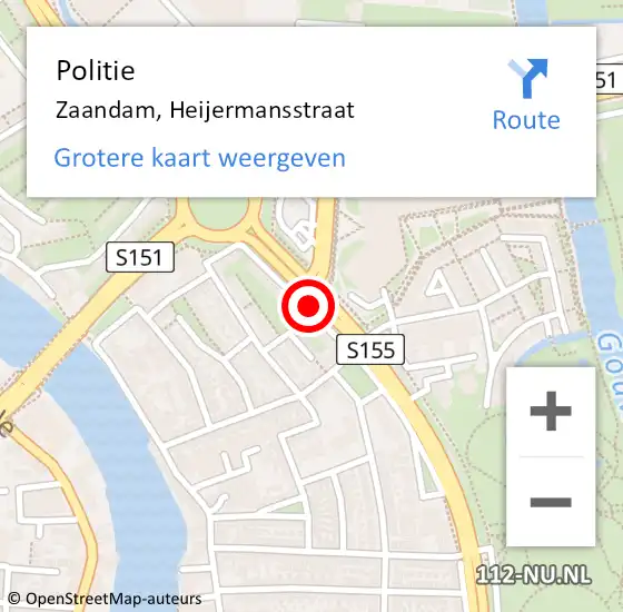 Locatie op kaart van de 112 melding: Politie Zaandam, Heijermansstraat op 4 mei 2017 21:02