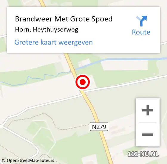 Locatie op kaart van de 112 melding: Brandweer Met Grote Spoed Naar Horn, Heythuyserweg op 4 mei 2017 21:22