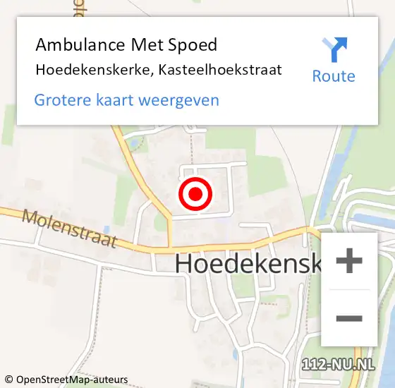 Locatie op kaart van de 112 melding: Ambulance Met Spoed Naar Hoedekenskerke, Kasteelhoekstraat op 4 mei 2017 21:27