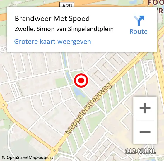 Locatie op kaart van de 112 melding: Brandweer Met Spoed Naar Zwolle, Simon van Slingelandtplein op 4 mei 2017 22:14