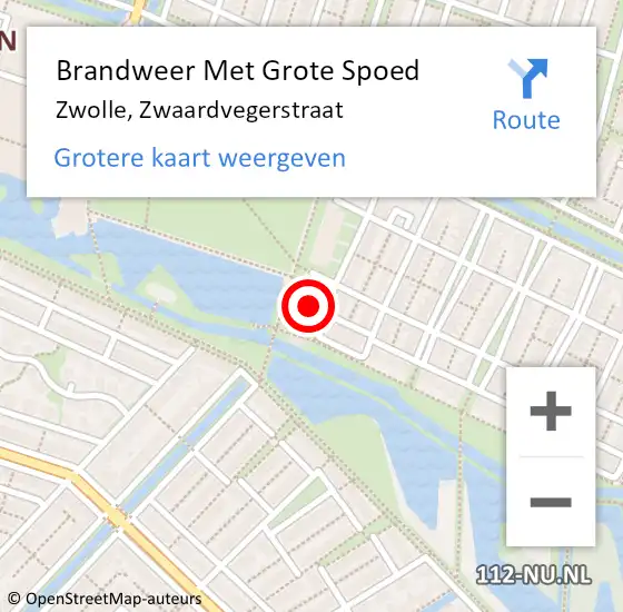 Locatie op kaart van de 112 melding: Brandweer Met Grote Spoed Naar Zwolle, Zwaardvegerstraat op 4 mei 2017 22:31