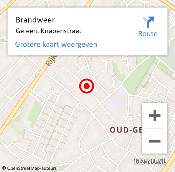 Locatie op kaart van de 112 melding: Brandweer Geleen, Knapenstraat op 19 januari 2014 12:32