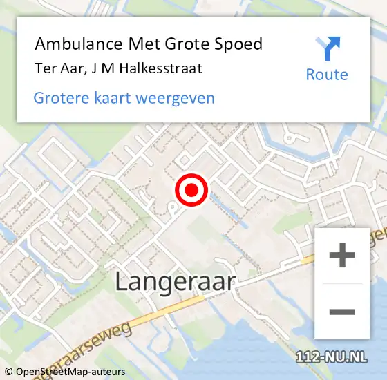 Locatie op kaart van de 112 melding: Ambulance Met Grote Spoed Naar Ter Aar, J M Halkesstraat op 4 mei 2017 23:11