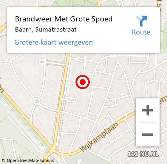 Locatie op kaart van de 112 melding: Brandweer Met Grote Spoed Naar Baarn, Sumatrastraat op 4 mei 2017 23:39