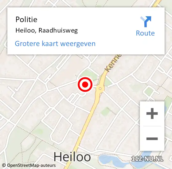 Locatie op kaart van de 112 melding: Politie Heiloo, Raadhuisweg op 4 mei 2017 23:57