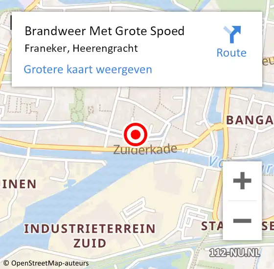 Locatie op kaart van de 112 melding: Brandweer Met Grote Spoed Naar Franeker, Heerengracht op 5 mei 2017 00:11