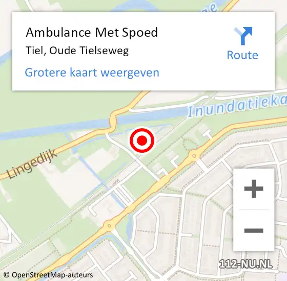 Locatie op kaart van de 112 melding: Ambulance Met Spoed Naar Tiel, Oude Tielseweg op 5 mei 2017 01:46