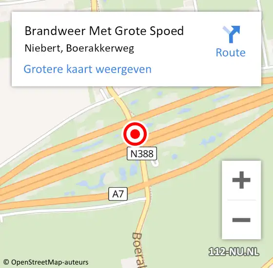 Locatie op kaart van de 112 melding: Brandweer Met Grote Spoed Naar Niebert, Boerakkerweg op 5 mei 2017 02:55