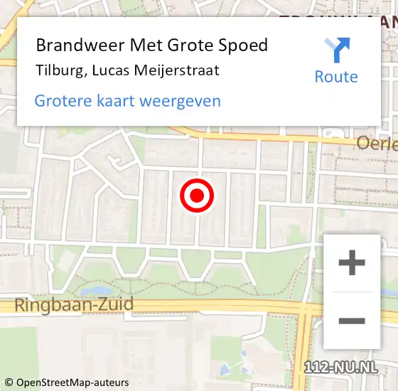 Locatie op kaart van de 112 melding: Brandweer Met Grote Spoed Naar Tilburg, Lucas Meijerstraat op 5 mei 2017 04:07