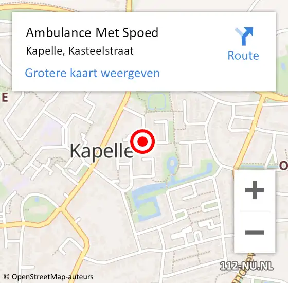 Locatie op kaart van de 112 melding: Ambulance Met Spoed Naar Kapelle, Kasteelstraat op 5 mei 2017 04:24