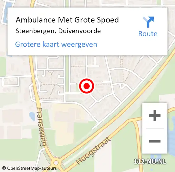 Locatie op kaart van de 112 melding: Ambulance Met Grote Spoed Naar Steenbergen, Duivenvoorde op 5 mei 2017 05:22