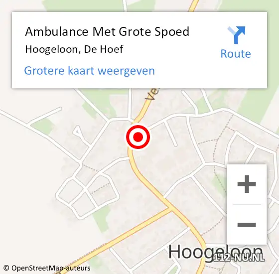 Locatie op kaart van de 112 melding: Ambulance Met Grote Spoed Naar Hoogeloon, De Hoef op 5 mei 2017 06:33