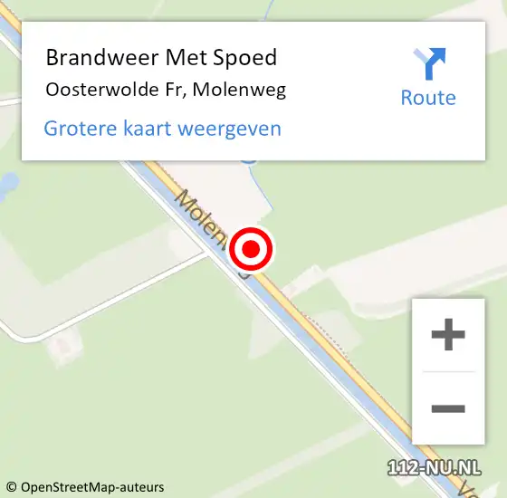 Locatie op kaart van de 112 melding: Brandweer Met Spoed Naar Oosterwolde Fr, Molenweg op 5 mei 2017 06:45