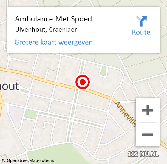 Locatie op kaart van de 112 melding: Ambulance Met Spoed Naar Ulvenhout, Craenlaer op 5 mei 2017 06:55