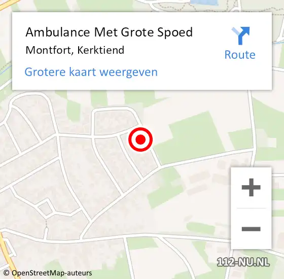 Locatie op kaart van de 112 melding: Ambulance Met Grote Spoed Naar Montfort, Kerktiend op 5 mei 2017 07:28