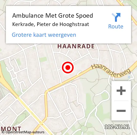 Locatie op kaart van de 112 melding: Ambulance Met Grote Spoed Naar Kerkrade, Pieter de Hooghstraat op 19 januari 2014 12:51