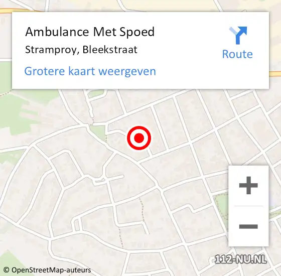 Locatie op kaart van de 112 melding: Ambulance Met Spoed Naar Stramproy, Bleekstraat op 5 mei 2017 09:00