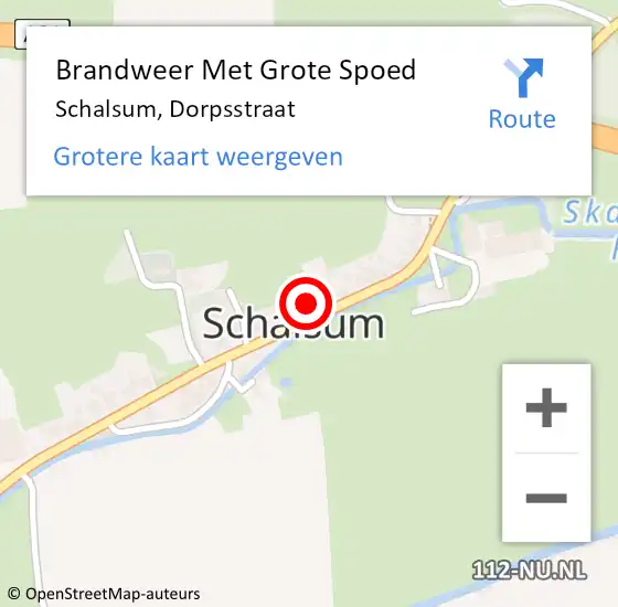 Locatie op kaart van de 112 melding: Brandweer Met Grote Spoed Naar Schalsum, Dorpsstraat op 19 januari 2014 12:57