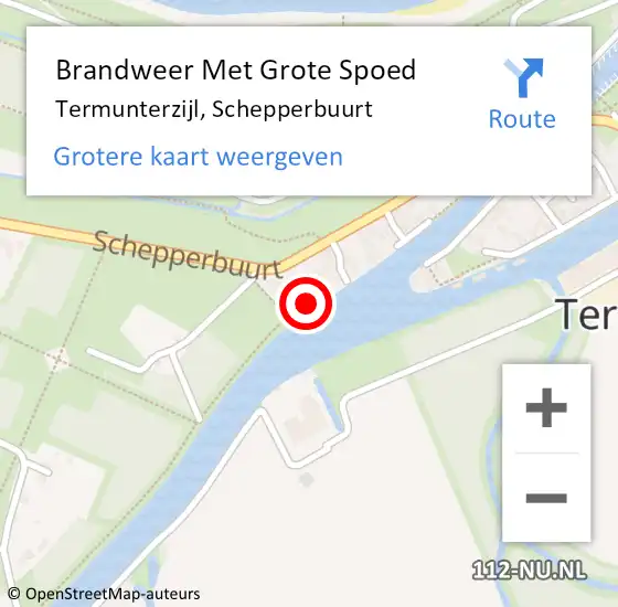 Locatie op kaart van de 112 melding: Brandweer Met Grote Spoed Naar Termunterzijl, Schepperbuurt op 5 mei 2017 09:30