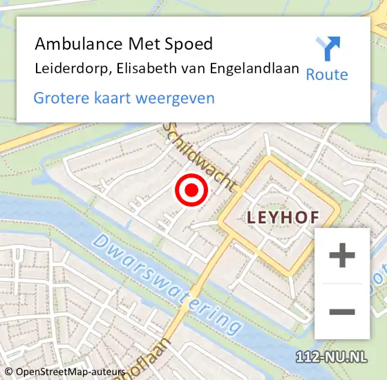 Locatie op kaart van de 112 melding: Ambulance Met Spoed Naar Leiderdorp, Elisabeth van Engelandlaan op 5 mei 2017 09:57