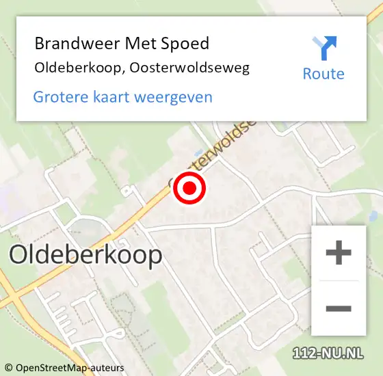 Locatie op kaart van de 112 melding: Brandweer Met Spoed Naar Oldeberkoop, Oosterwoldseweg op 5 mei 2017 10:19