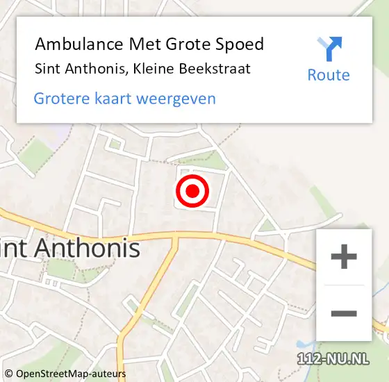 Locatie op kaart van de 112 melding: Ambulance Met Grote Spoed Naar Sint Anthonis, Kleine Beekstraat op 5 mei 2017 10:53